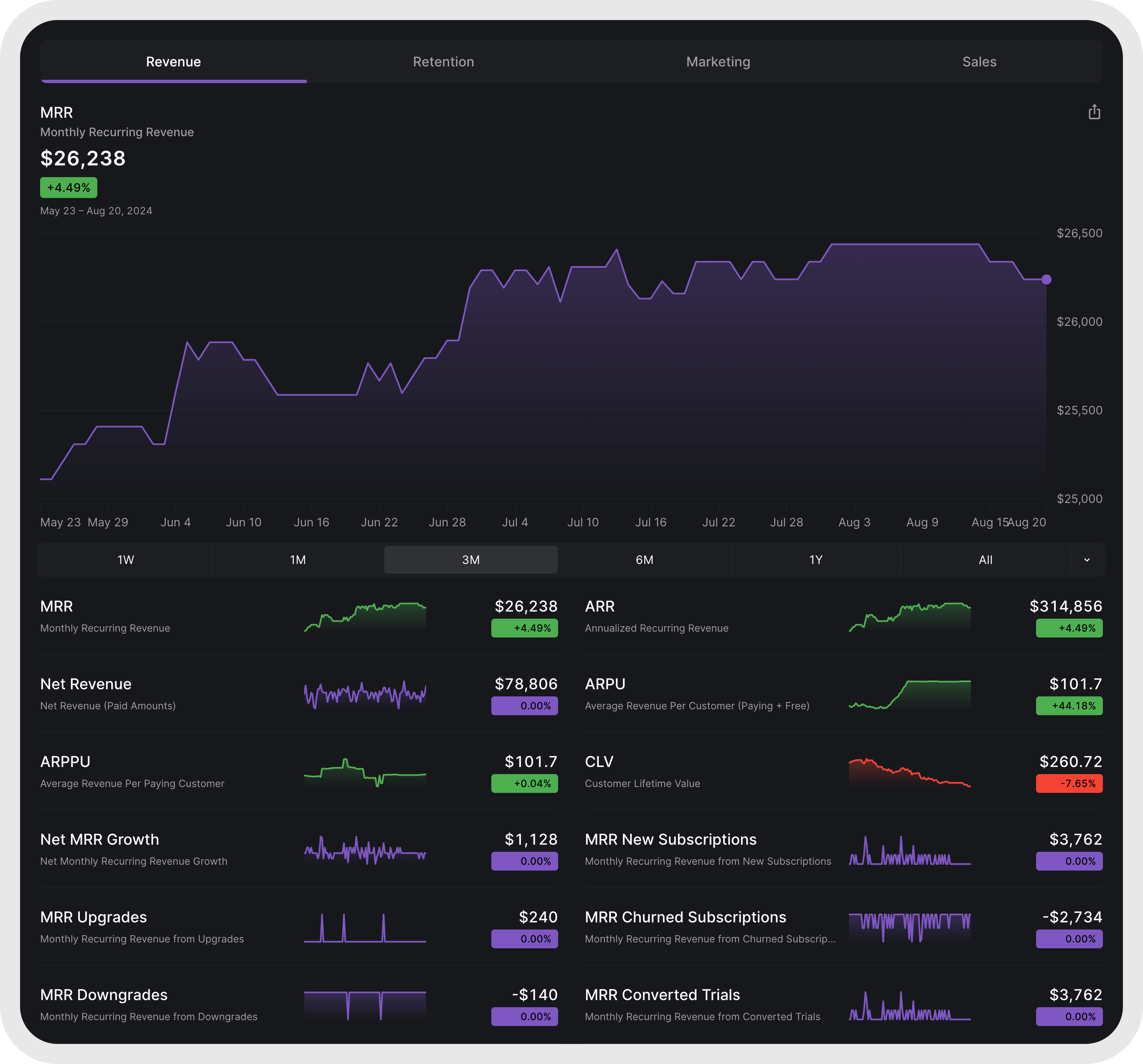 Screenshot of the web app in dark mode